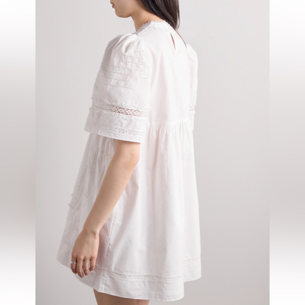 Sea New York White Eyelet Mini Dress Size M Cotton Summer Dress Boho Chic - Picture 5 of 9